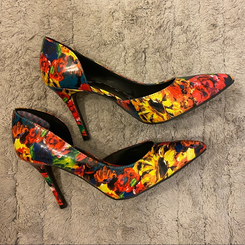 SALE! Brash Bright Floral Patterned High Heels